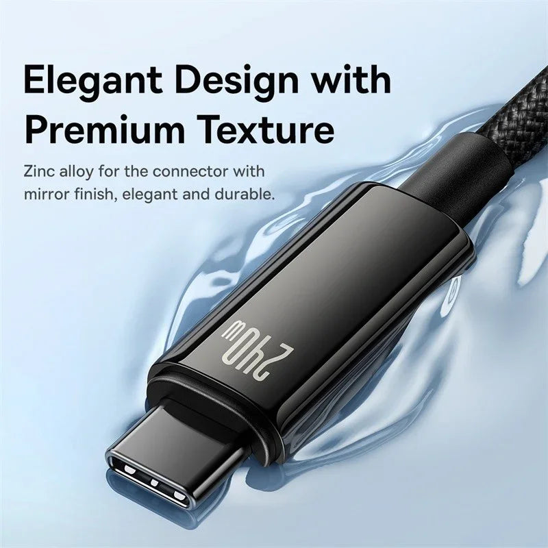 BASEUS 240W USB‑C Fast Charging Cable | 5A Braided Type‑C Charger for iPhone 17/16/15 Series, MacBook, Samsung, Xiaomi | CE/FCC/RoHS Certified