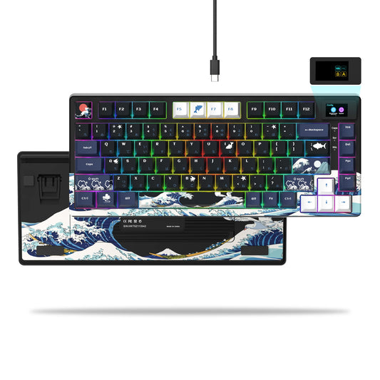 🔥⌨️ Wired Mechanical Gaming Keyboard with OLED Display – Hot-Swap RGB