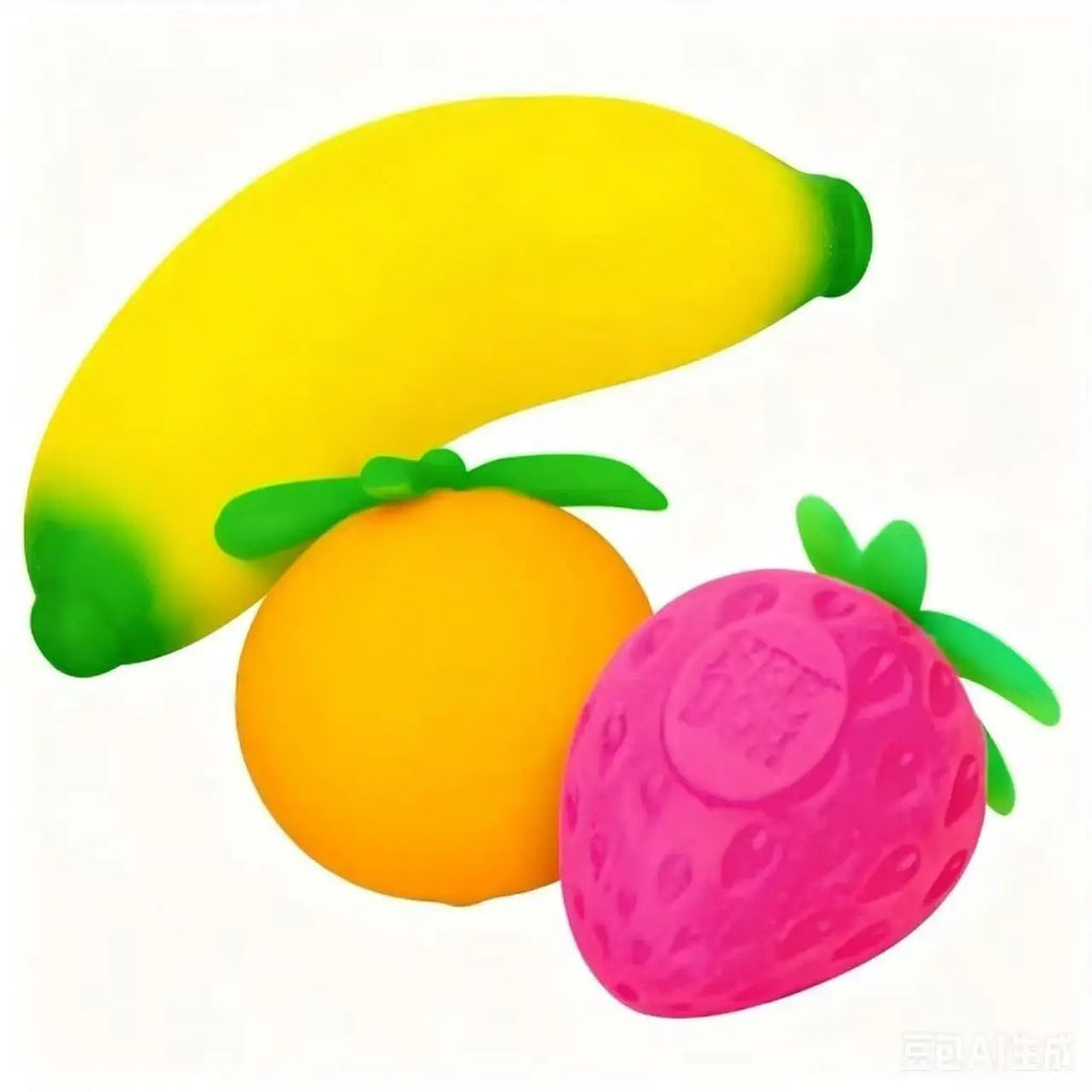 NeeDoh Fruit Squishy Toy Set – Banana, Orange & Strawberry