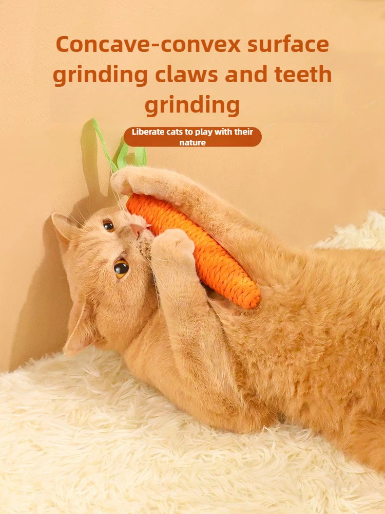 🥕🐱 Cat Carrot Chew Toy – Hemp Rope Teeth Grinding Interactive Toy