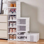 👟✨ Foldable Shoe Rack Organizer | Multi-Layer Transparent Stackable Shoe Boxes 🧼 | Collapsible Household Sneaker Storage Cabinet