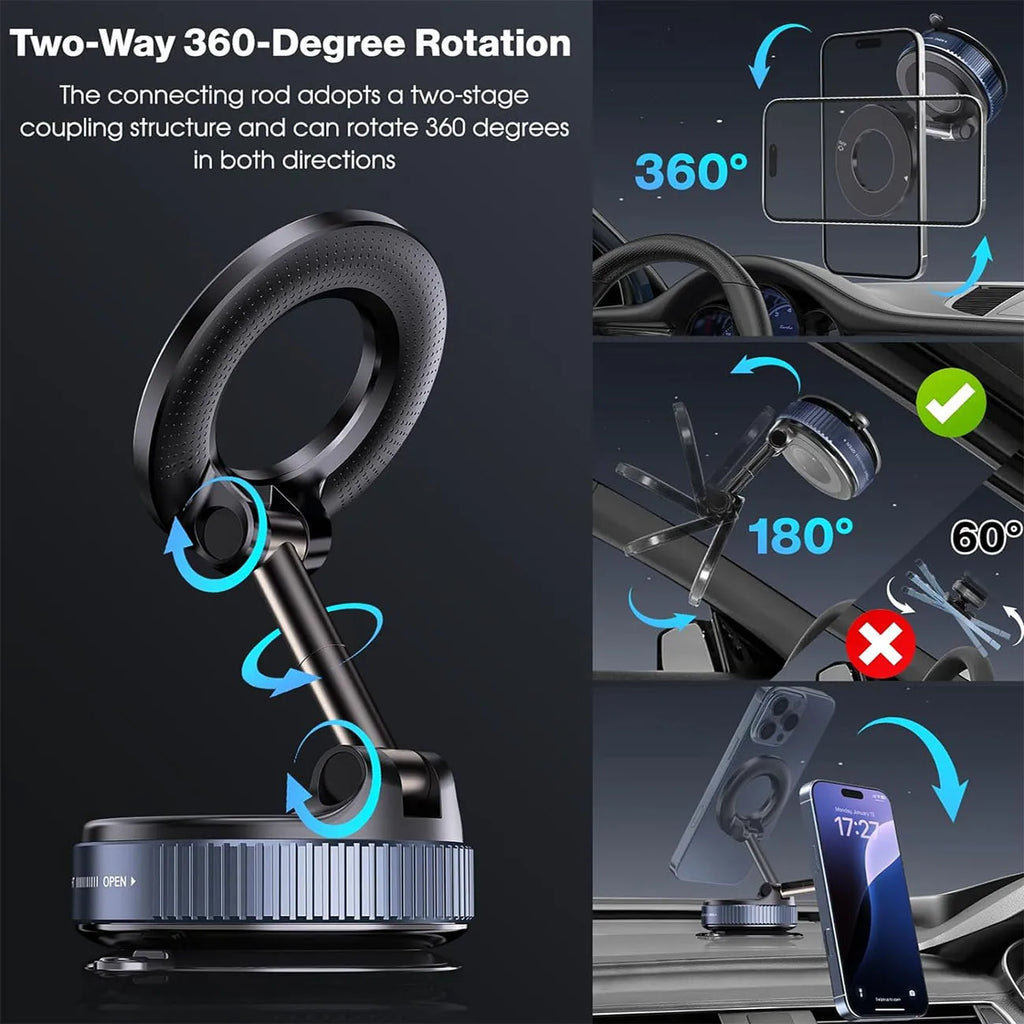 Upgraded 360° Vacuum Magnetic Phone Holder | Hands-Free Car Mount 🚗 | Suction Cup Magnetic Phone Stand for Car, Gym, Mirror, Kitchen & More ✨