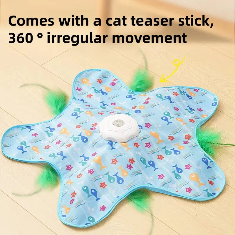 Fish model interactive cat hunting toy with teaser stick and playful features