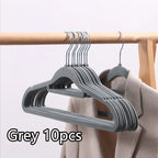👗✨ 10pcs High-End Velvet Clothes Hangers | Non-Slip Flocked Felt Solid Hangers 🖤 | Heavy-Duty Slim Wardrobe Hangers