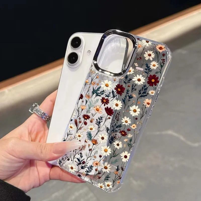 Daisy Floral Clear Phone Case with Metal Lens Frame for Google Pixel