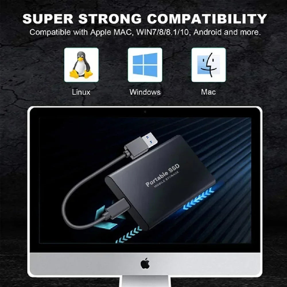 🚀 Portable SSD 1TB–16TB External Hard Drive – USB 3.1 Type-C High-Speed Solid State Drive for Phone, Laptop & Mac 💾⚡