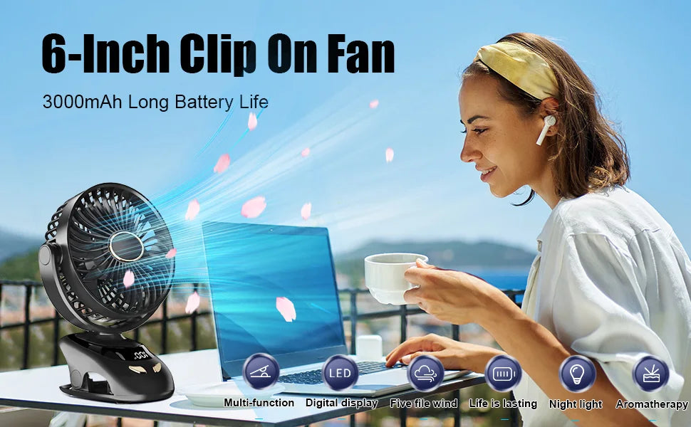 🌬️📎 Portable USB Clip-On Fan – Small Personal Desk Cooling