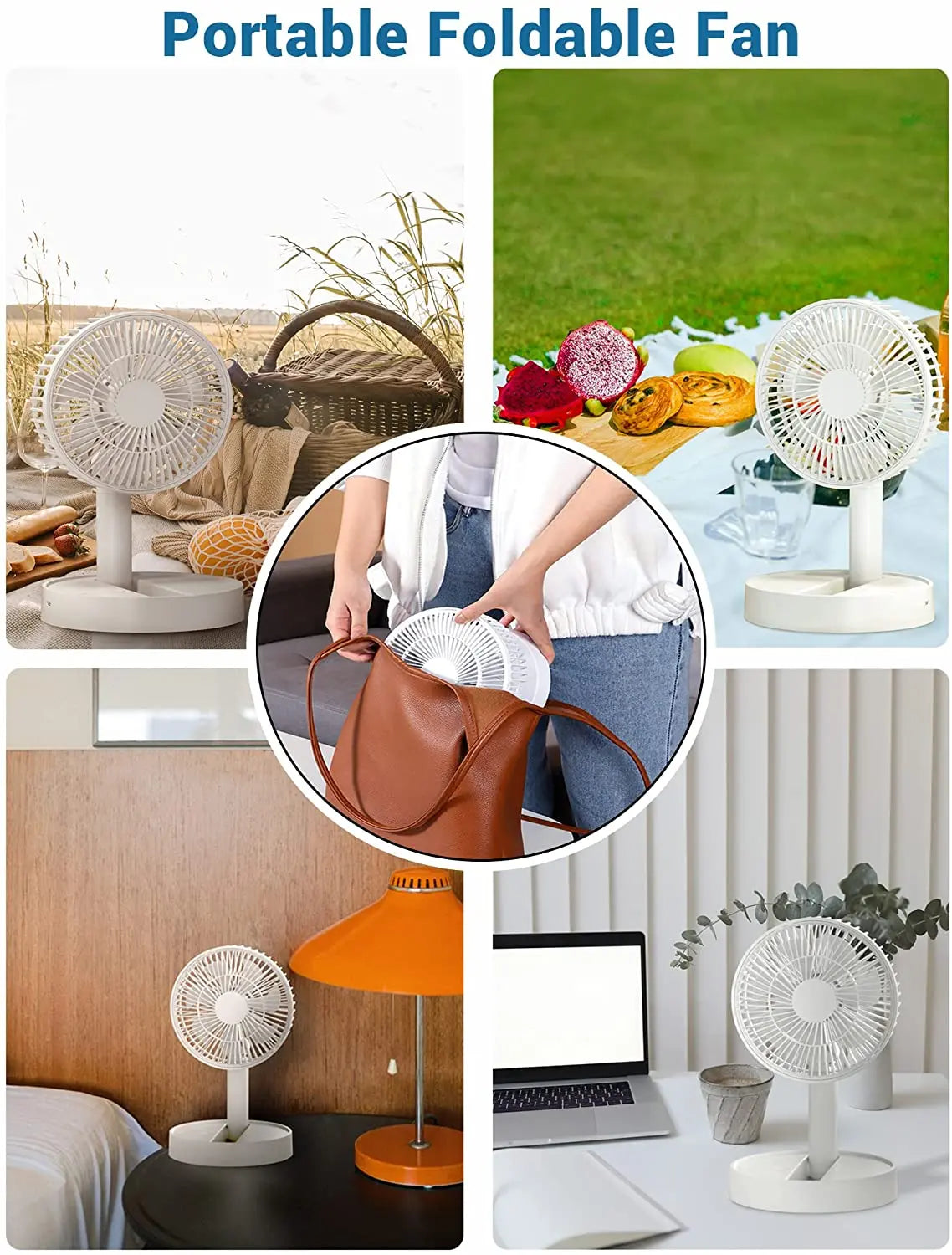 🌬️🔋 USB Foldable Mini Fan – 4 Speeds & Timer Table Fan