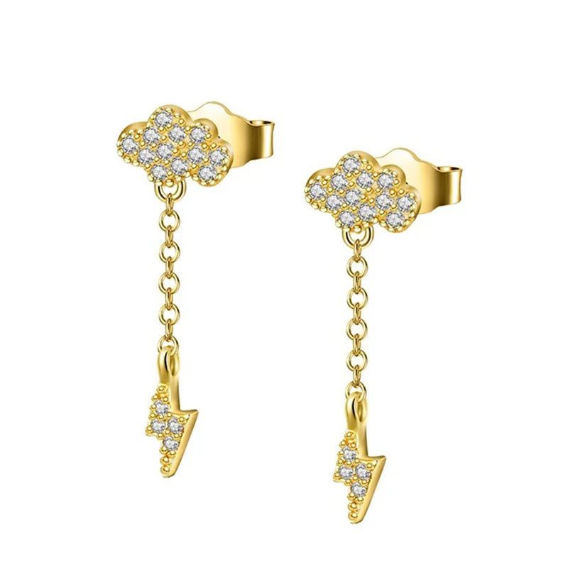 ✨💎 925 Silver Ear Needle Crystal Star Stud Earrings 💖 | Heart Chain Tassel Pendant Earrings for Women 👰 | Party & Wedding Jewelry Accessories 🌟