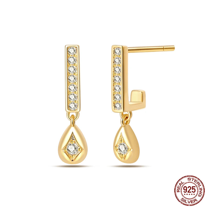 🌙⭐🐝 925 Sterling Silver Star Moon Bee Pendant Earrings ✨ | Gold-Tone Sparkling Zircon Luxury Earrings for Women 💎 | Wedding & Engagement Jewelry Gift 👰