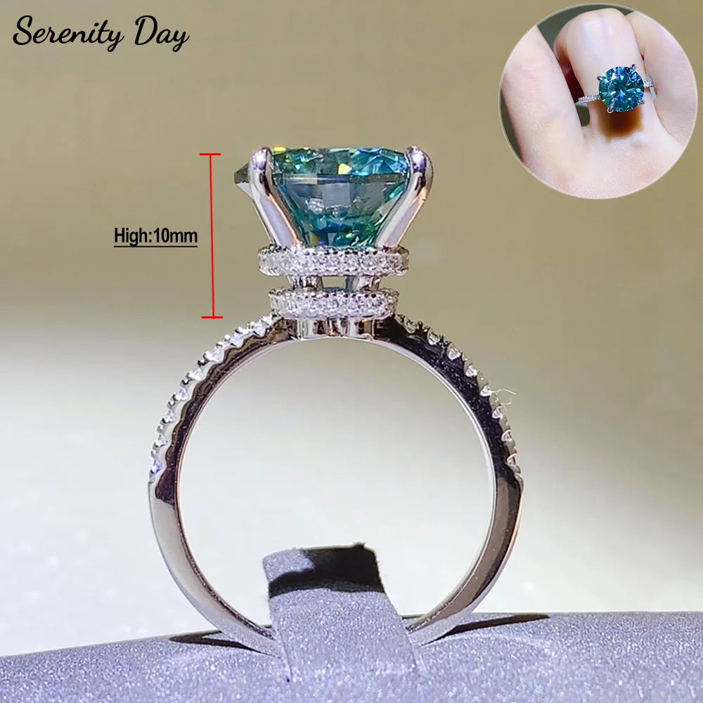 💚💍 Serenity 5CT Green Moissanite Ring – S925 Sterling Silver 18K Plated