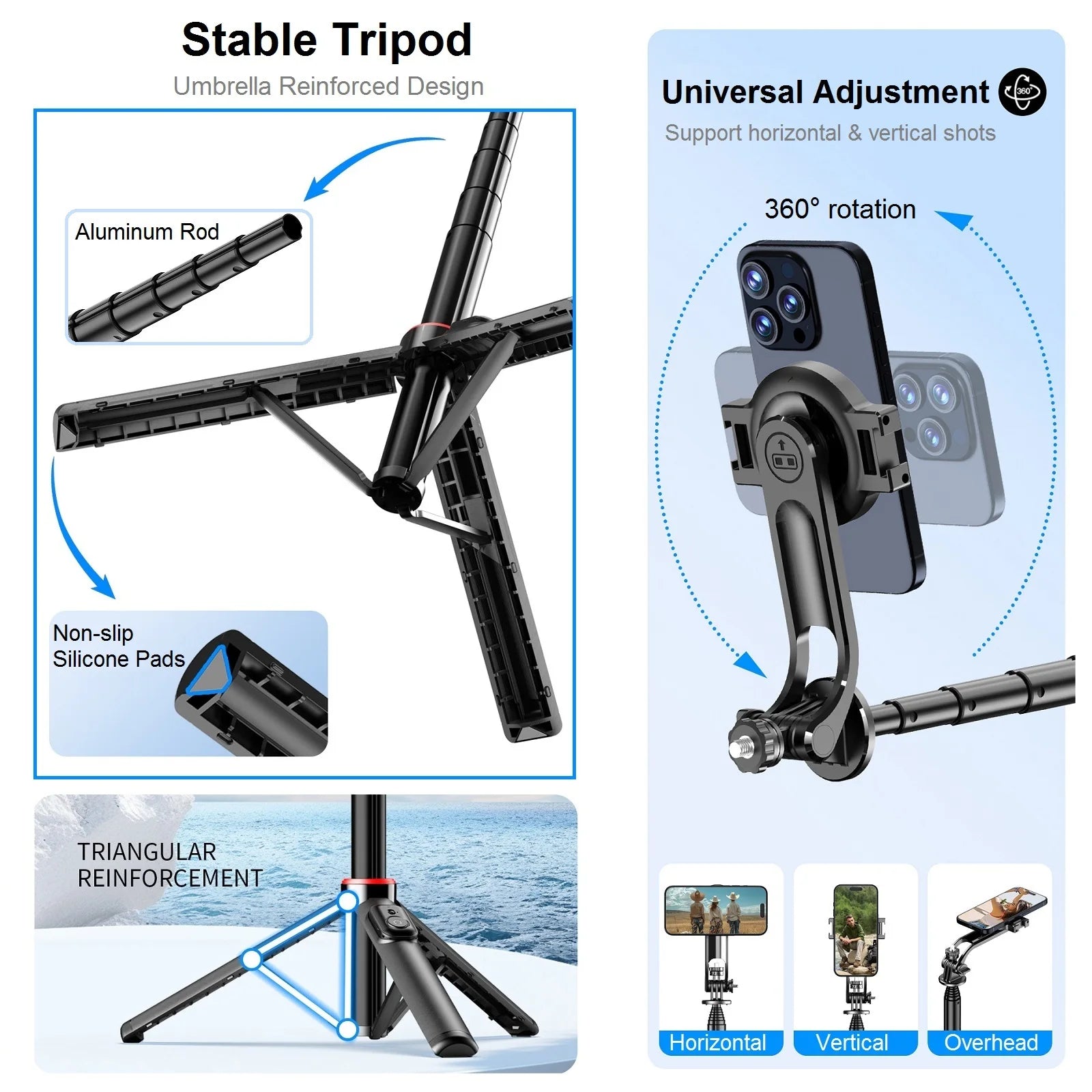 Magnetic Selfie Stick Tripod 51" – MagSafe Compatible Phone Stand