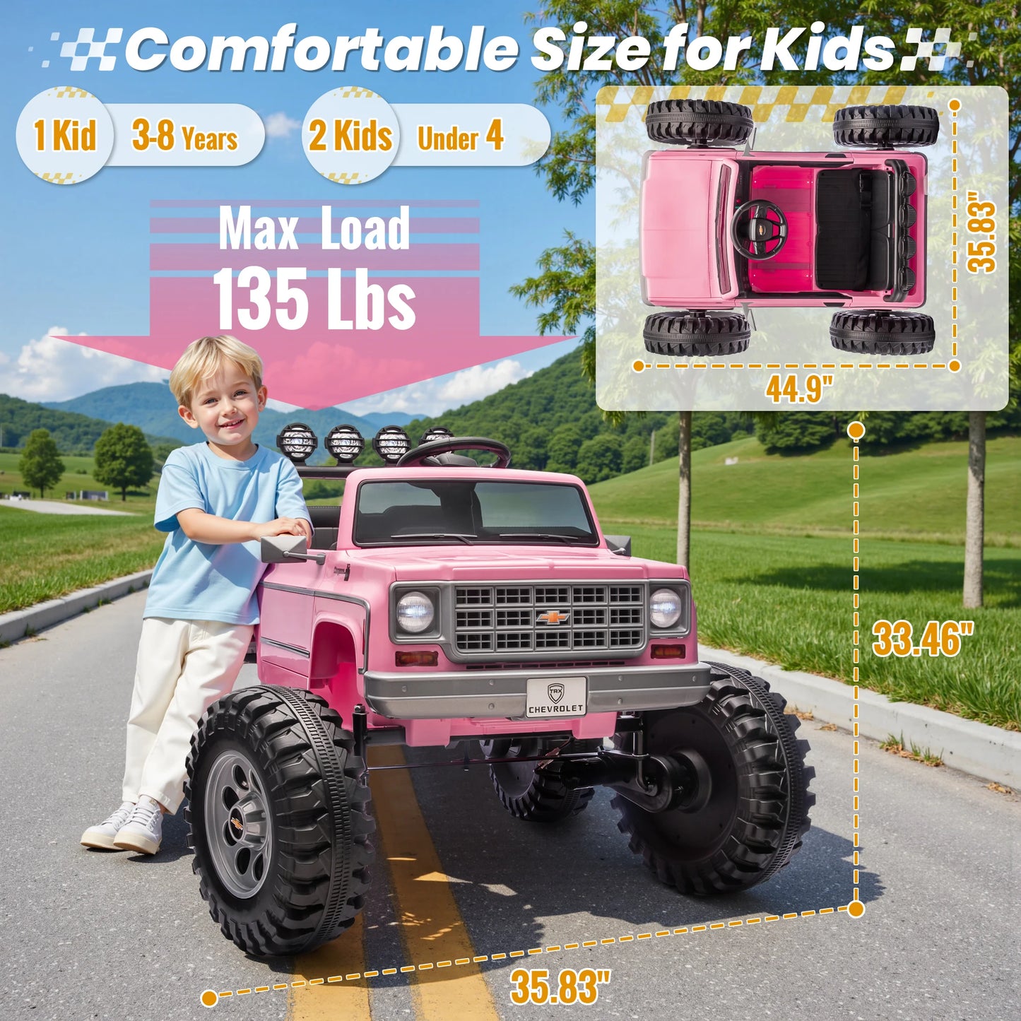 🚙 Licensed Chevrolet Cheyenne 24V Kids Ride-On Truck – 2x200W Motors, Parent Remote Control, 2-Seater Electric Car for Kids (Ages 3-8)