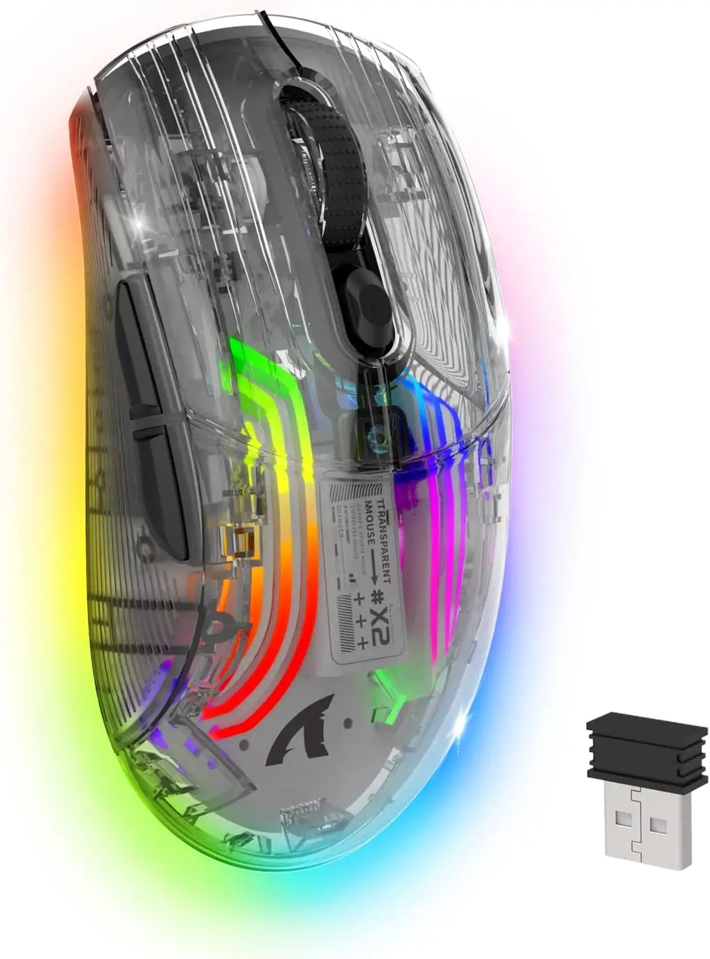 🔥🖱️ ATTACK SHARK X2 Pro Triple Mode Wireless RGB Gaming Mouse – Transparent Shell