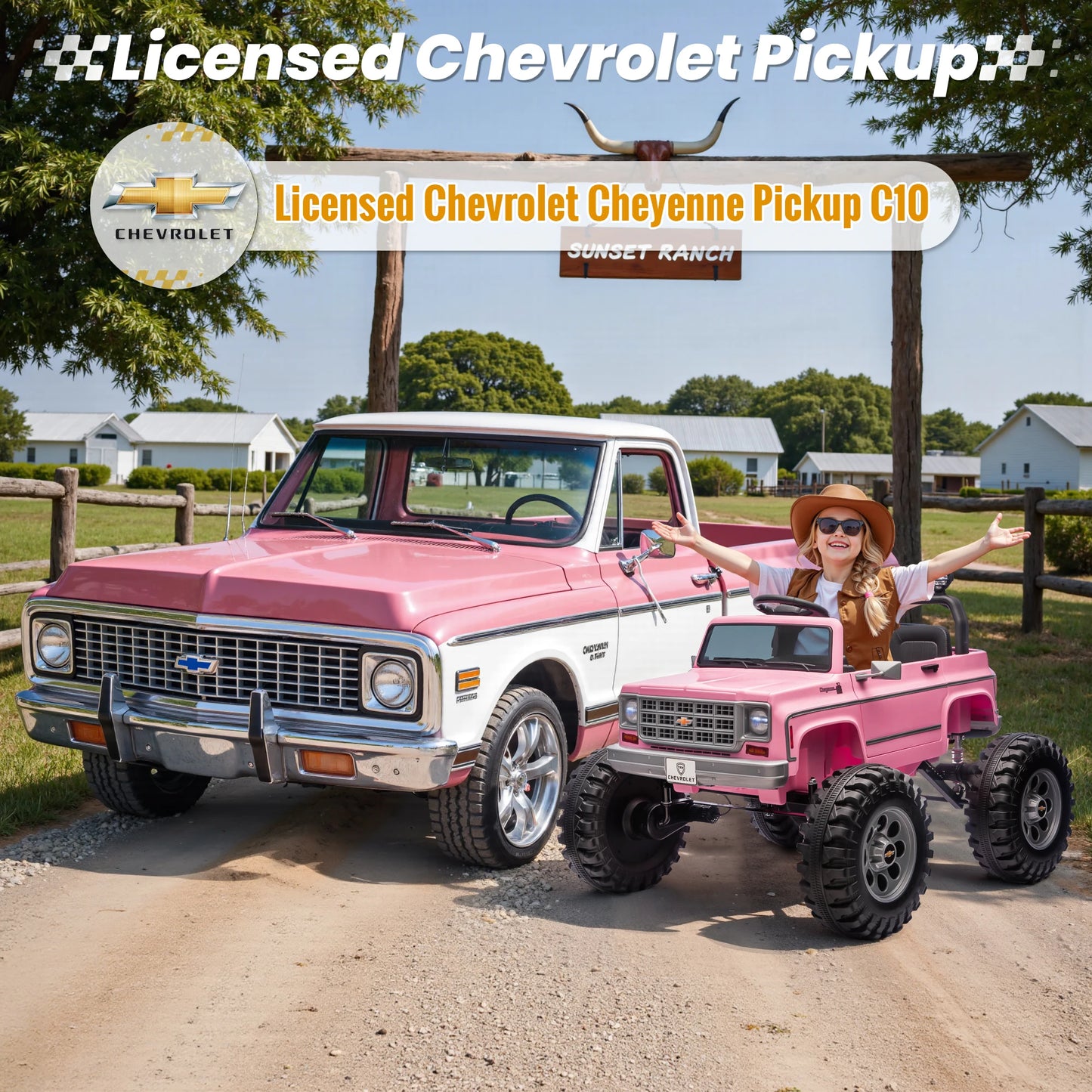 🚙 Licensed Chevrolet Cheyenne 24V Kids Ride-On Truck – 2x200W Motors, Parent Remote Control, 2-Seater Electric Car for Kids (Ages 3-8)