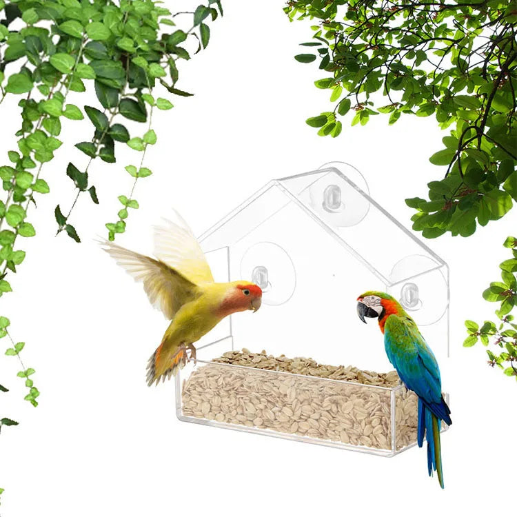🐦✨ Transparent Window Bird Feeder House | Suction Cup Glass Feeder 🪟 | Outdoor Hummingbird Gazebo Feeding Cage Accessory