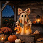Patchwork Ghost Halloween Ornament – Cute Seasonal Décor