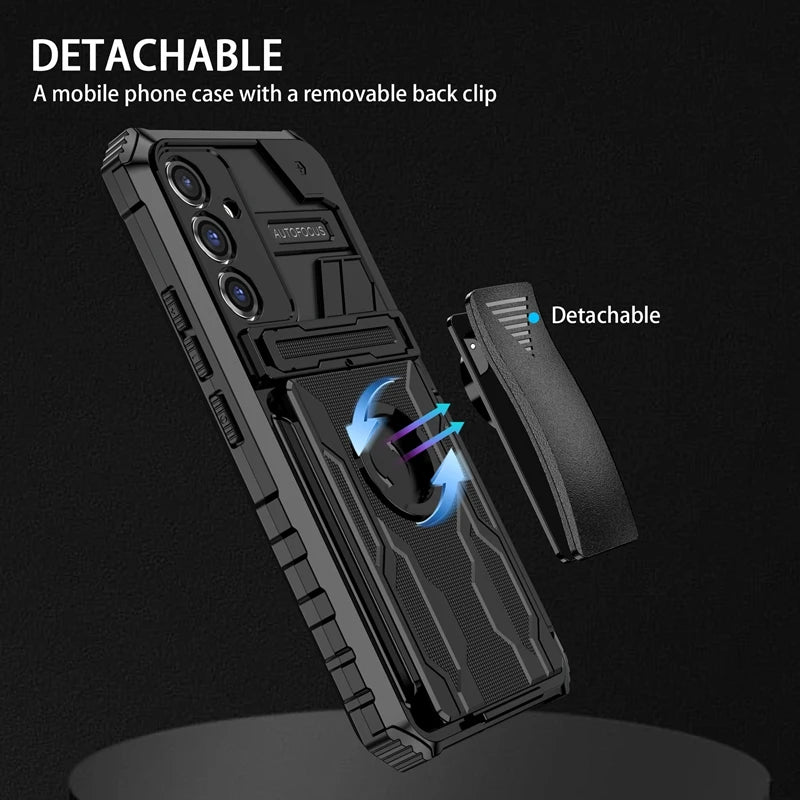 Rugged Armor Case with Belt Clip Holster & Kickstand for Samsung Galaxy