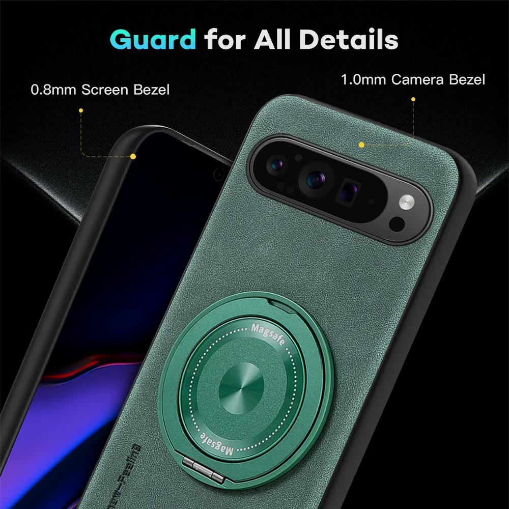 🧲💼📱 Magnetic 360° Metal Ring Leather Case for Google Pixel