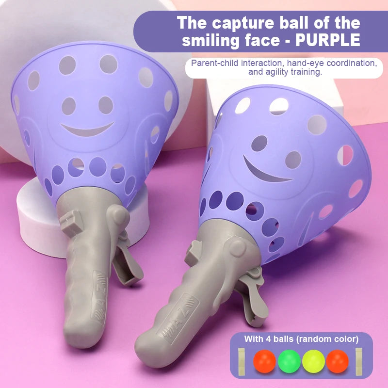 🎯⚽ Pop-Pass-Catch Ball Game for Kids – Indoor & Outdoor Active Play Set with 2 Catch Launchers & 4 Balls