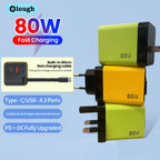 ⚡ 80W USB-C PD Fast Charger with Retractable Cable 🔄 | 100–240V Travel Wall Adapter for iPhone 16, MacBook, Samsung & Pixel 💻📱