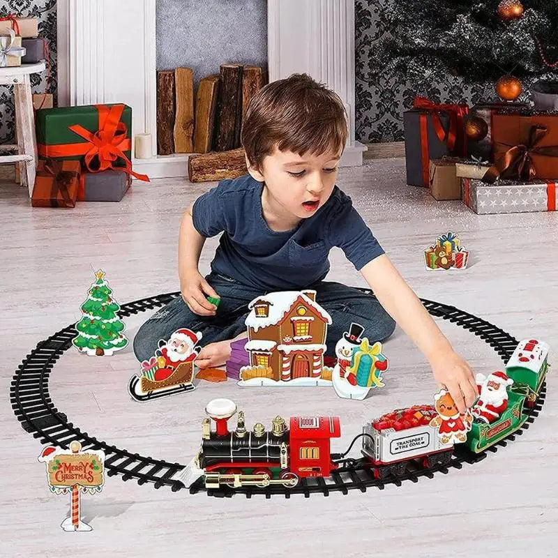 Christmas Electric Train Set – Santa Holiday Train with Lights