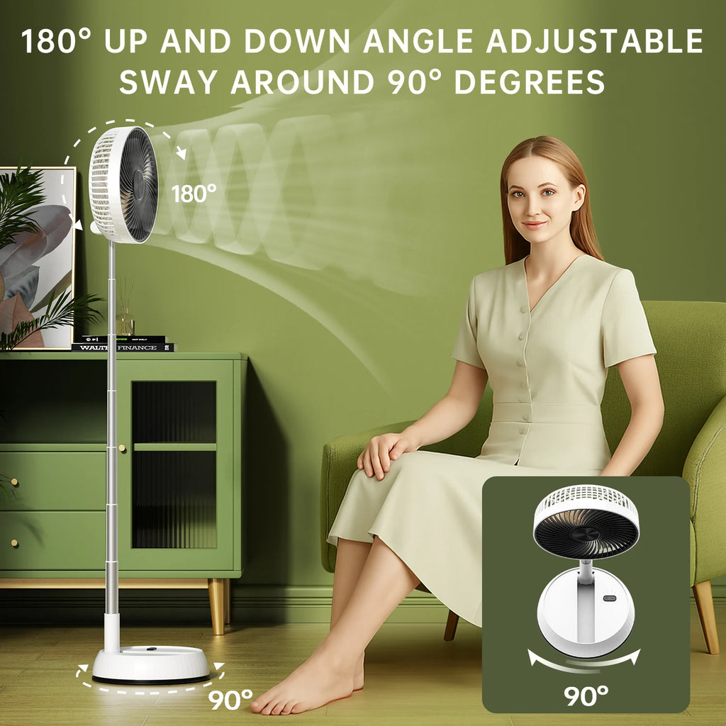 🌬️🌀 Portable Oscillating Standing Fan – Rechargeable with Remote