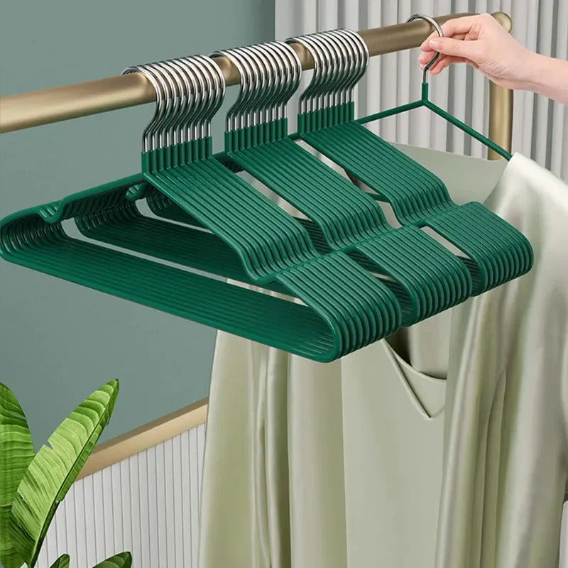 👔✨ 10pcs Non-Slip Coated Metal Suit Hangers | Heavy-Duty Traceless Shirt Hangers 🧥 | Simple & Multifunctional Closet Hangers