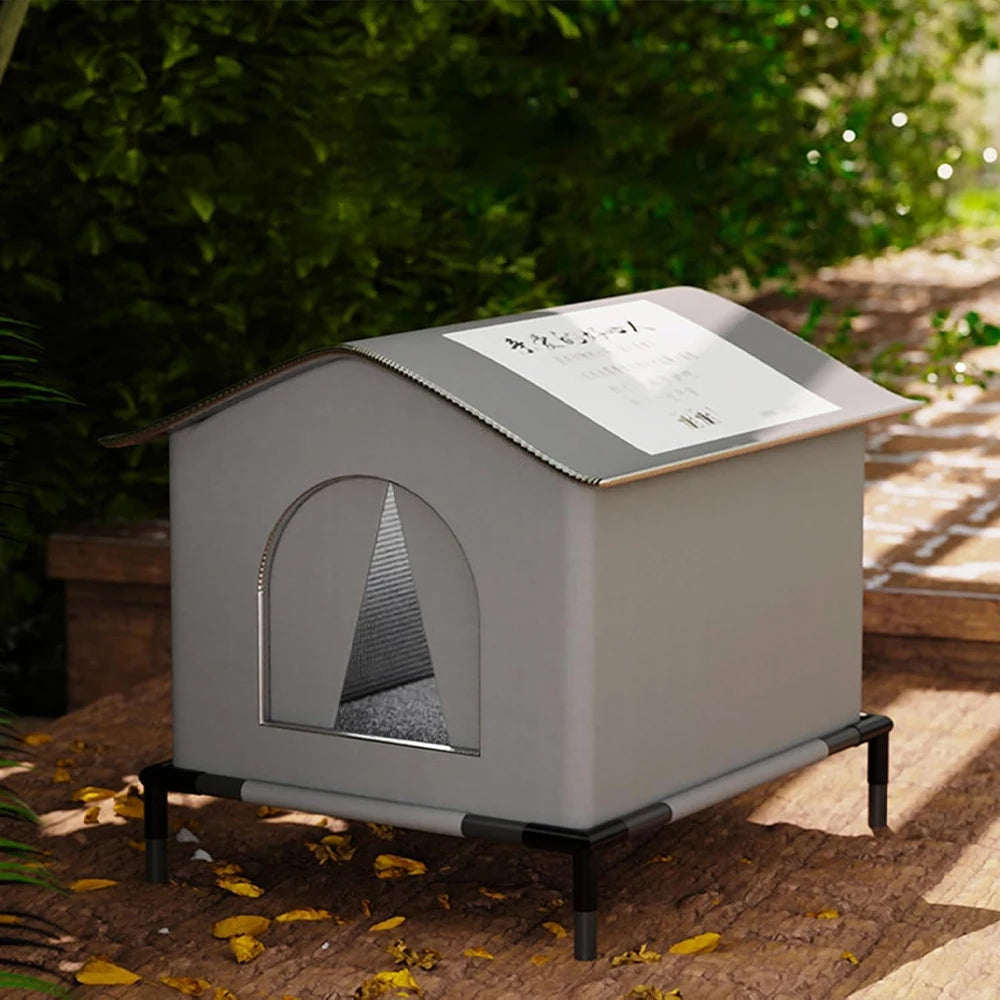 🐱🏠 Waterproof Winter Stray Cat House with Mat – Foldable Warm Shelter
