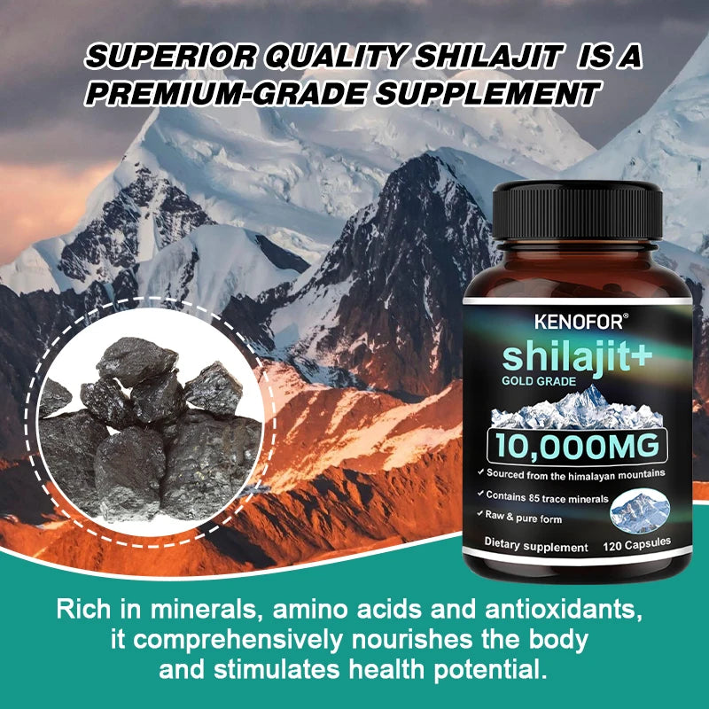 Himalayan Shilajit Capsules – Natural Mineral & Fulvic Acid Supplement | 30/60/120 Count