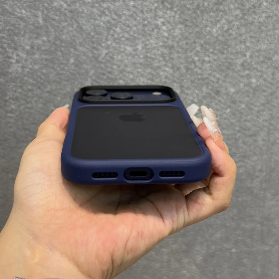 Luxury Orange Matte Transparent Case with Metal Buttons for iPhone 17 Pro Max