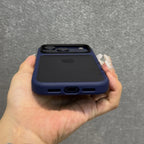 Luxury Orange Matte Transparent Case with Metal Buttons for iPhone 17 Pro Max