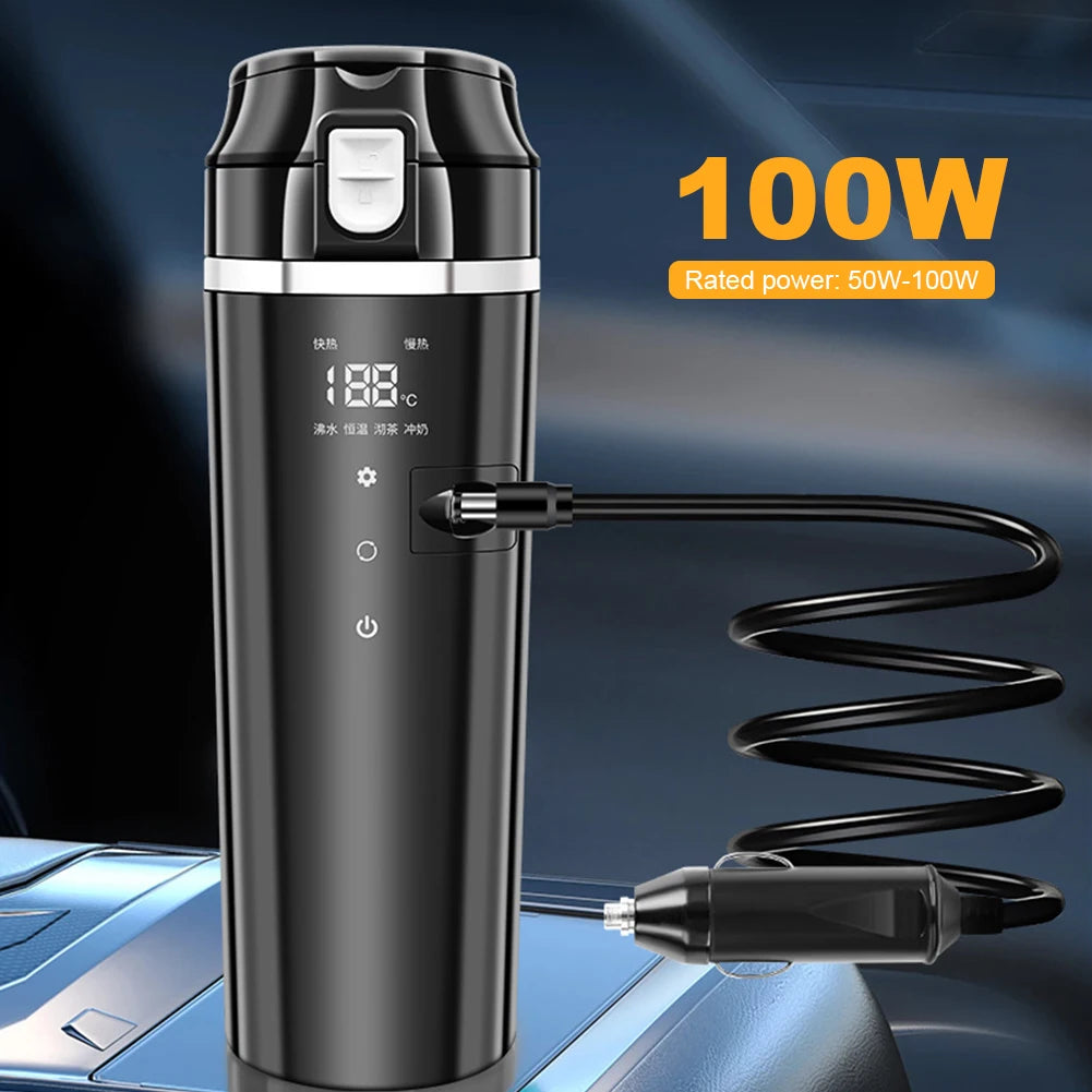 12V/24V Car Heating Cup 500ML – Electric Smart Kettle with LCD Temperature Display 🚗☕✨