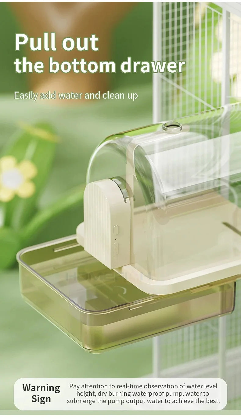 🐦💦 Clear Hanging Bird Bath with Automatic Water Circulation | Space-Saving Bird Shower 🚿 | Easy-Clean Bird Cage Accessory