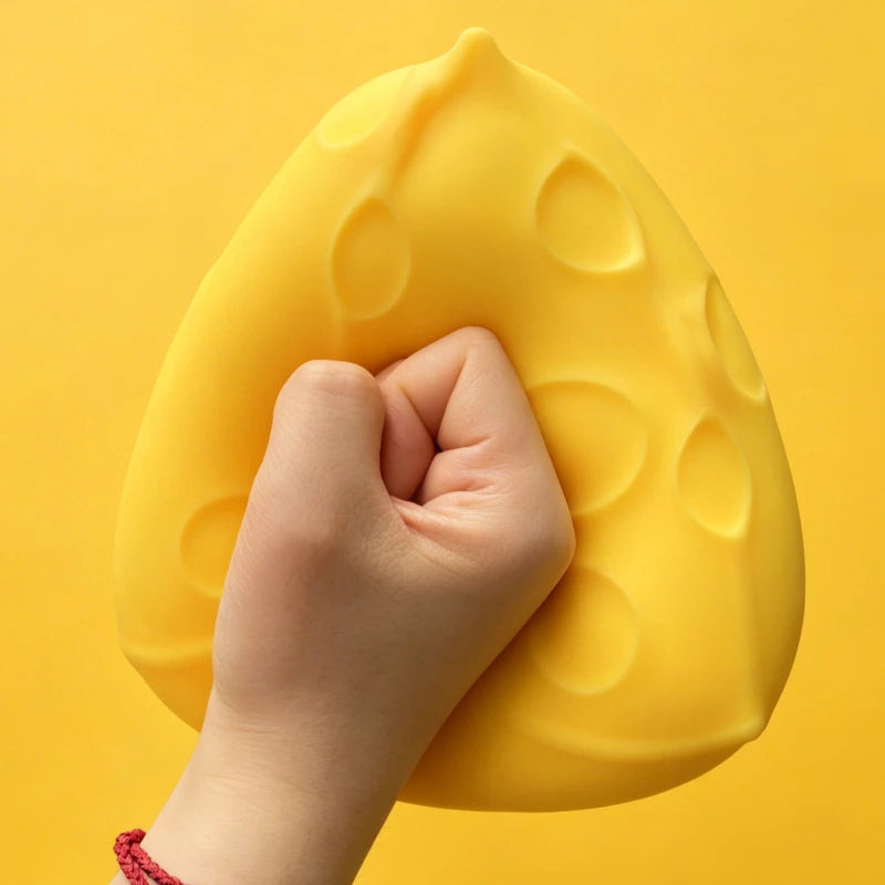 Jumbo Cheese Squishy Stress Ball – Slow-Rebound Cheese Fidget Toy