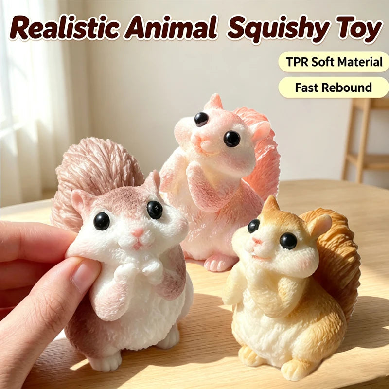Realistic Squirrel Squishy Toy – Soft TPR Fast-Rebound Fidget
