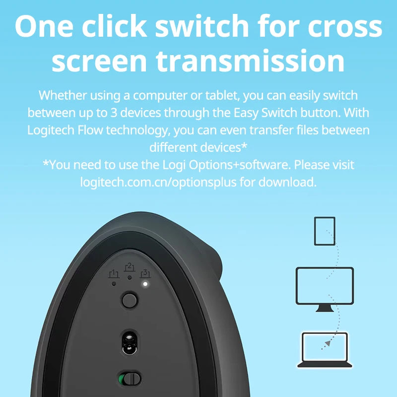 🖱️💜 Logitech Lift Vertical Ergonomic Wireless Mouse – Silent Click Dual Mode
