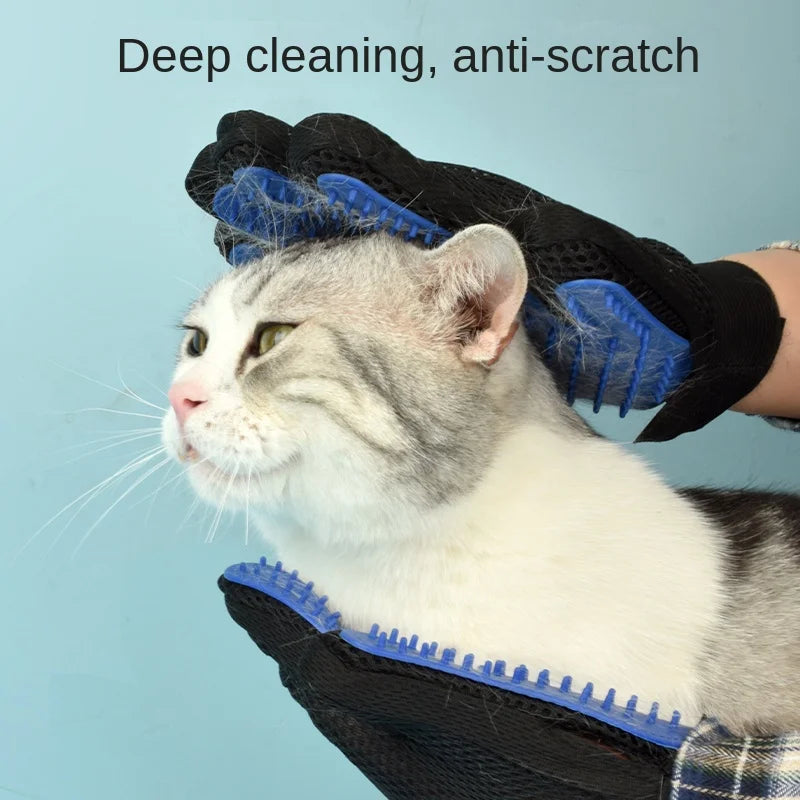 Silicone Pet Grooming Gloves – Hair Removal Brush for Dogs & Cats