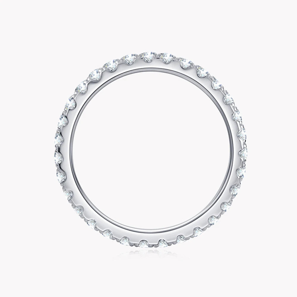 💎✨ KNOBSPIN D Color Moissanite Eternity Ring 🤍 | Solid 18K White Gold over 925 Sterling Silver Wedding & Engagement Band for Women 💍