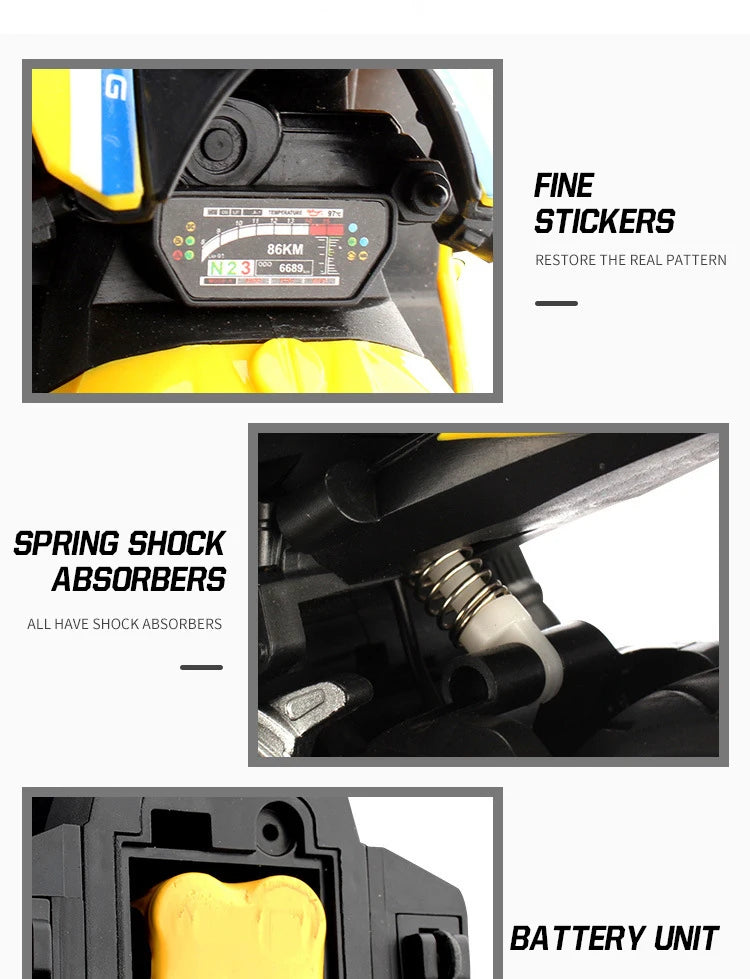 1/10 RC Motorcycle 4CH Drift Racing High Speed Remote Control Motorcycles 35 Meters Electric Off-Road Model Toys for Boys Child