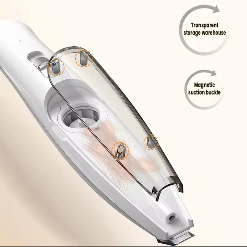 2-In-1 Hair Suction Pet Shaver & Paw Trimmer – Low Noise USB Rechargeable