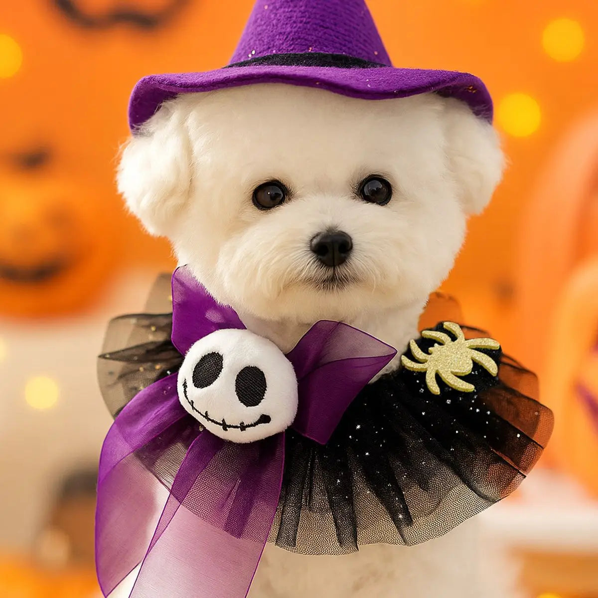Halloween Pet Scarf – Pumpkin & Ghost Adjustable Collar