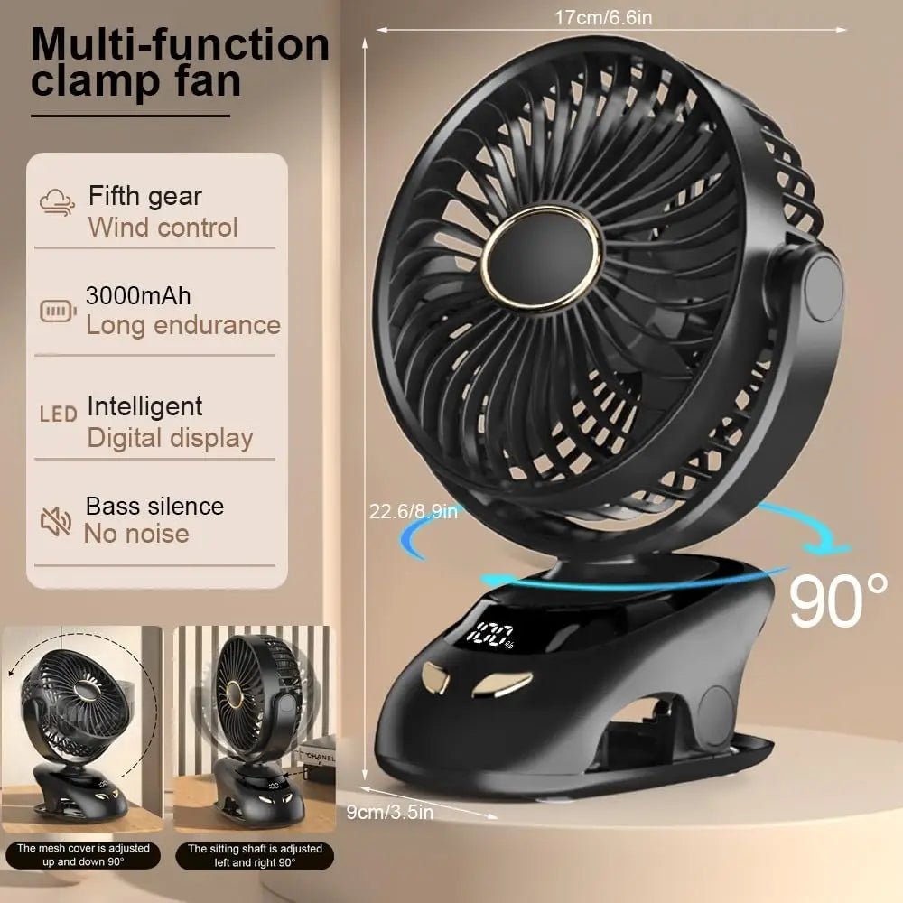🌬️📎 Portable USB Clip-On Fan – Small Personal Desk Cooling