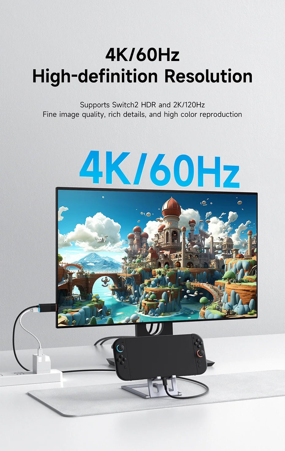 🎮🔗 Hagibis Switch 2 Dock – 4K@60Hz USB-C to HDMI with 100W PD