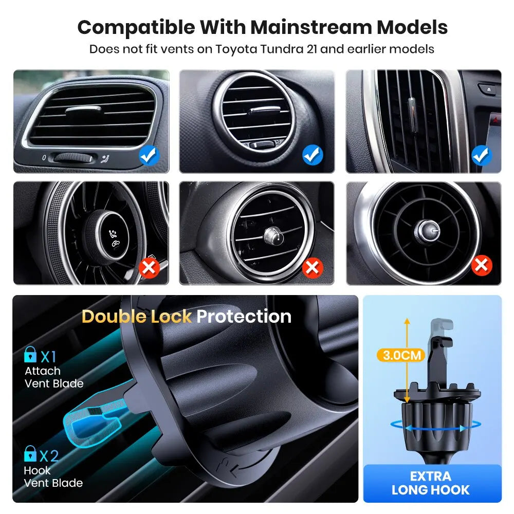 TOPK Auto Lock Car Phone Holder – Air Vent Mount with Hook Clip
