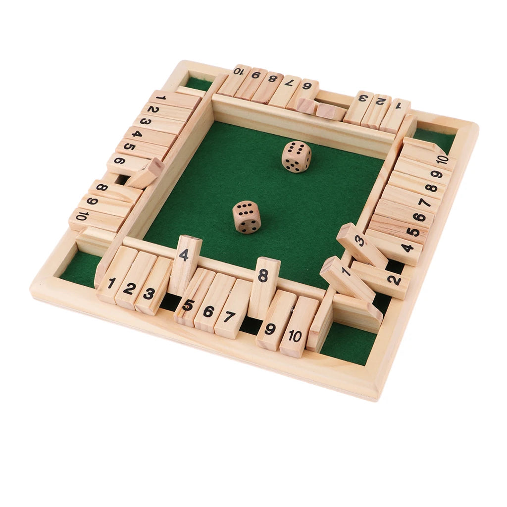 Arithmetic Dice Board Game Four-Sided Flip Card Games Box Dice Toys Wooden Flaps Dices 4 Players Party Number Game Board Games