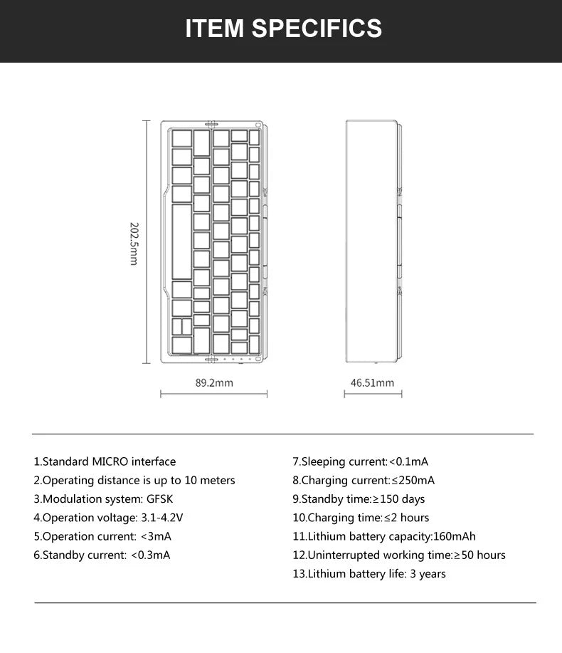 ⌨️📱 BOW Mini Folding Bluetooth Keyboard – 3 Device Support with Stand