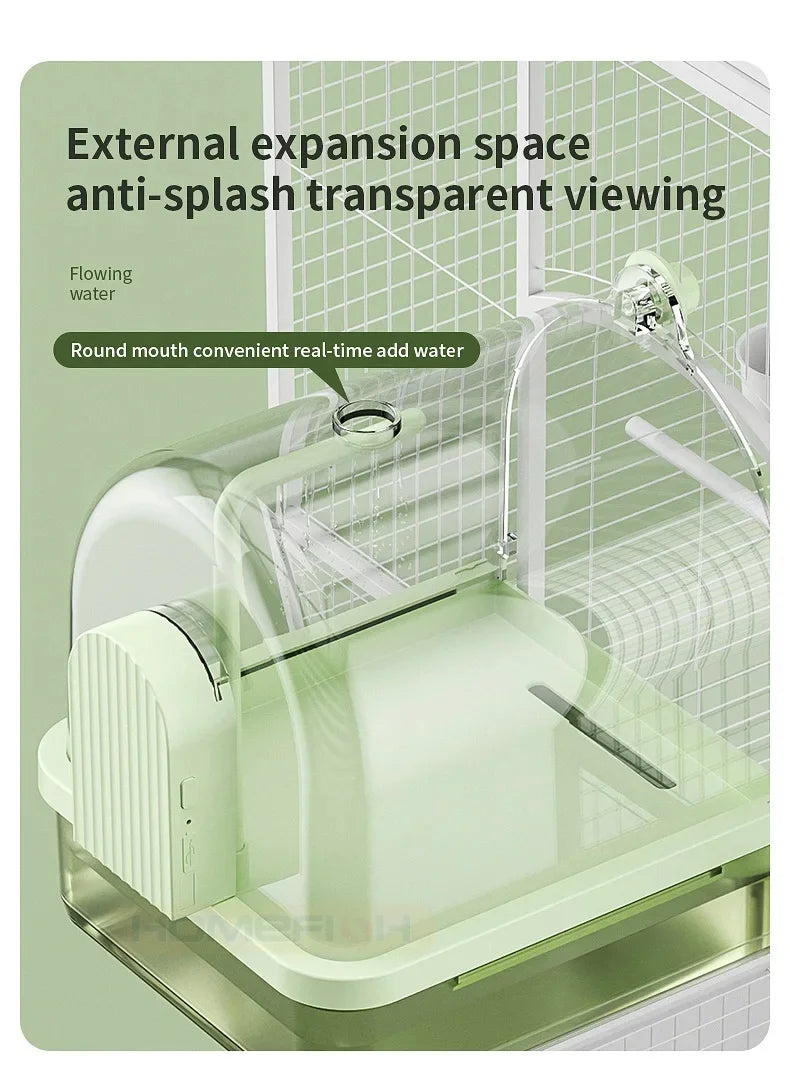 🐦💦 Clear Hanging Bird Bath with Automatic Water Circulation | Space-Saving Bird Shower 🚿 | Easy-Clean Bird Cage Accessory