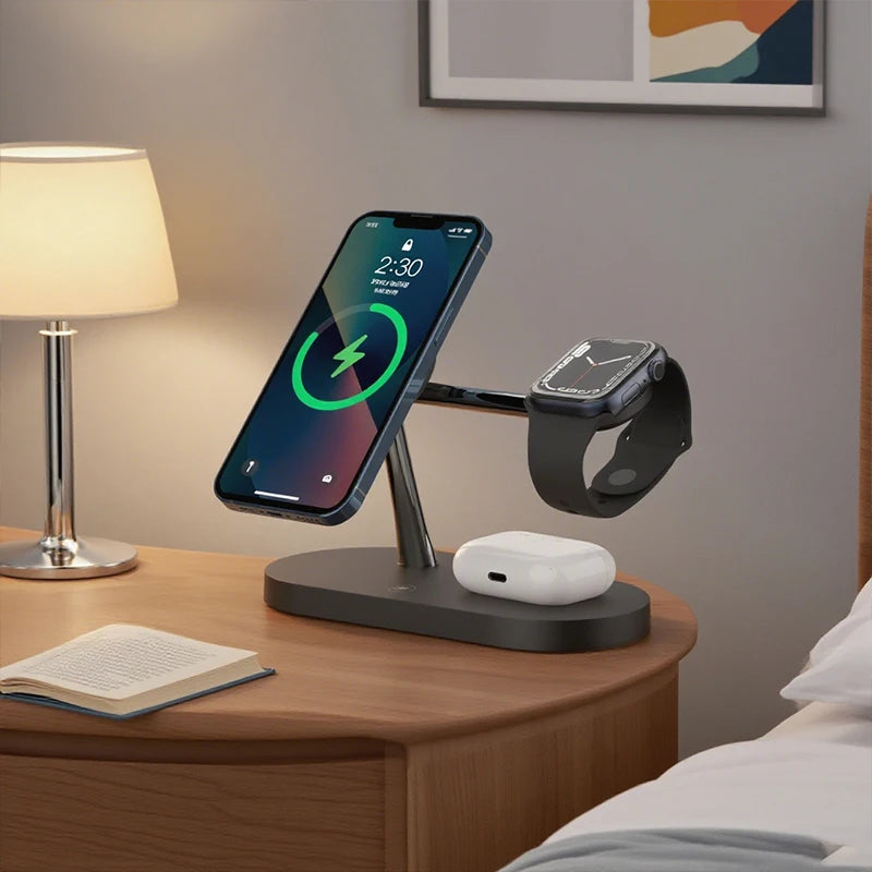 3-in-1 Wireless Charger Stand – Fast Charging for iPhone, Apple Watch & AirPods