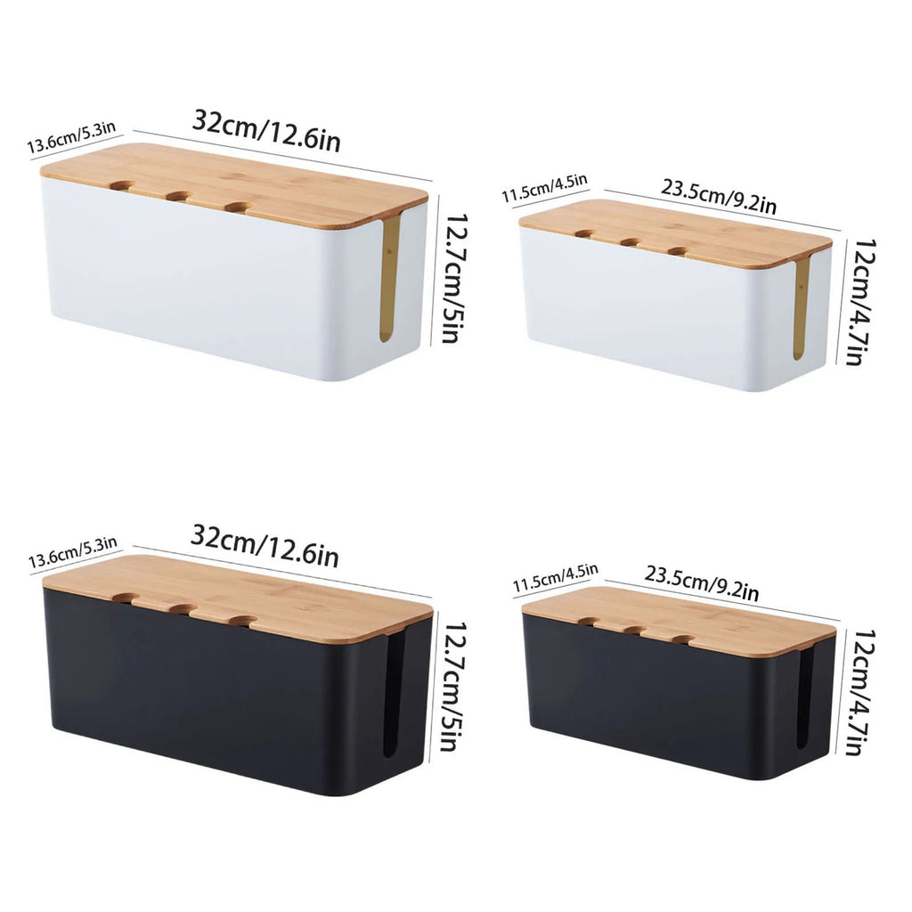 🌿📦 Large Wooden Style Cable Management Box – Power Strip & Wire Cover